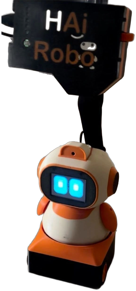 Hai Robo for Kids companion projecting onto paper from its projector head
